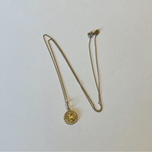 18K Gold Religious Figure Necklace Vintage Charm